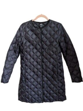 UNIQLO Black Lightweight Contemporary Casual Quilted Black Down Coat Size Medium